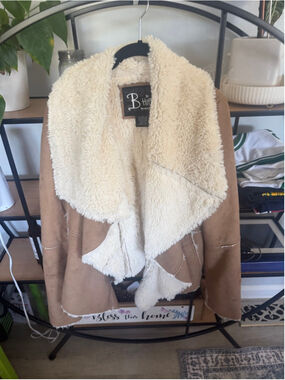 Women's B Hip by Me Jane Brown & Beige Teddy Jacket L